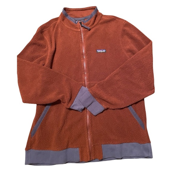 Patagonia Men's Full Zip Shearling Jacket Fox Red Size Men's L EUC - Picture 1 of 6